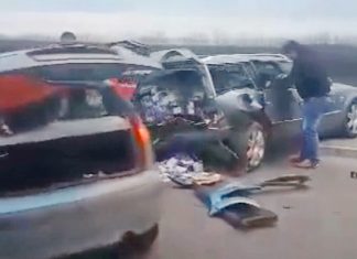 Strašan udes na Pupinovom mostu Lančani sudar