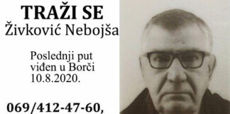 Traži se Živković Nebojša! Poslednji put viđen na Malom Zbegu u Borči Traži se Živković Nebojša